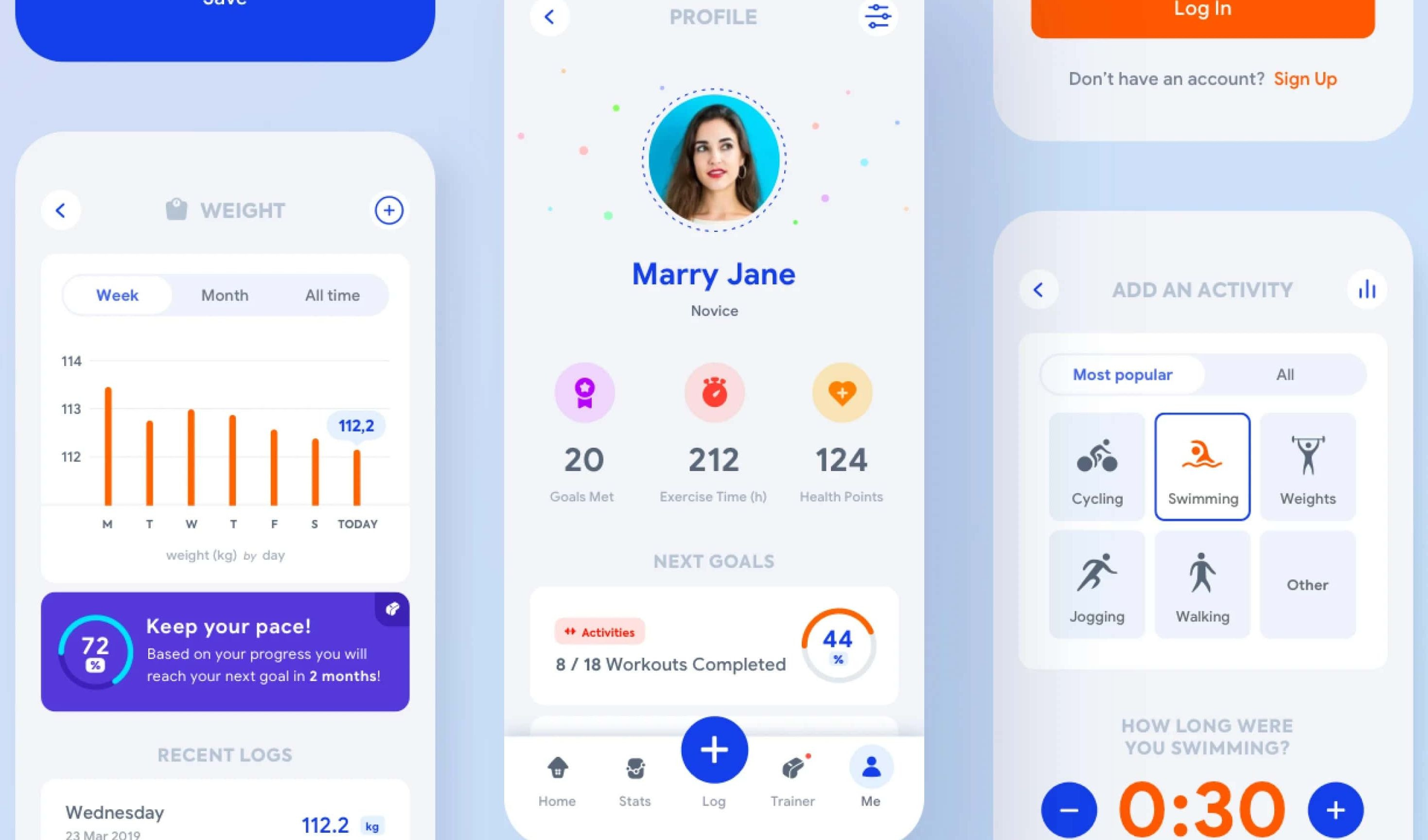 screenshot da app per la salute